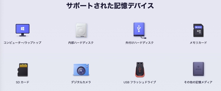 復元できる外付けデバイス