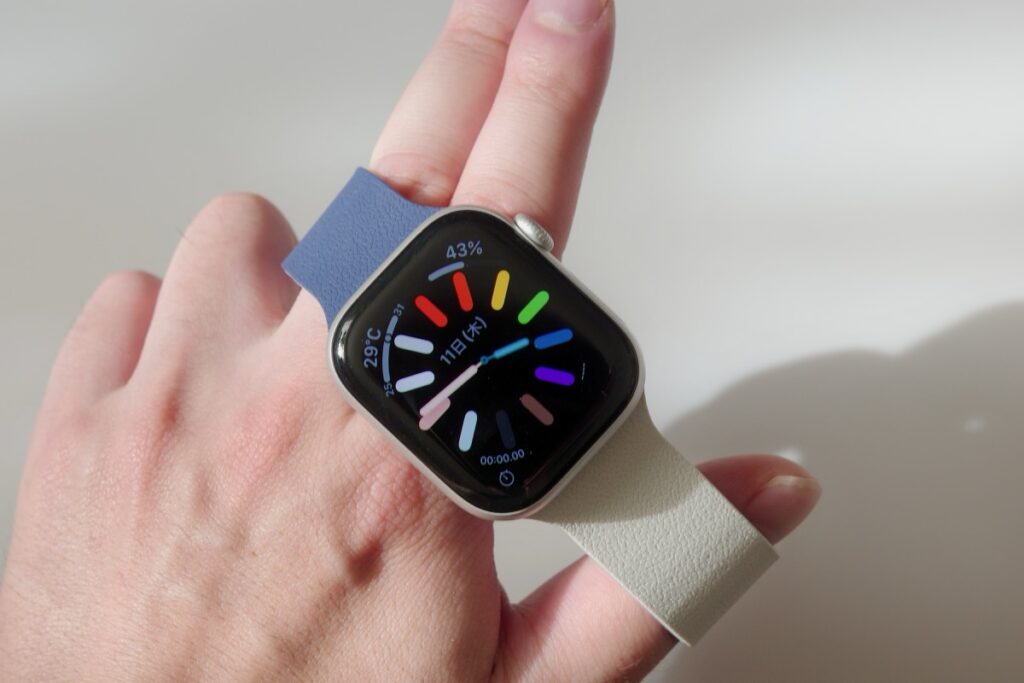 MOFTのApple Watch用マグネット式シリコンバンド（ディープブルー x ミスティグレーディープブルー x ミスティグレー）をバイカラーで使う